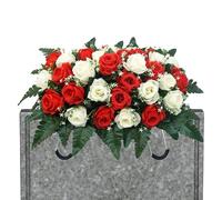 FVPKYUR Fleurs De Selle De Cimetière, 50x30cm Fleurs De Cimetières, Fleurss De Selle De Cimetières, Fleurss Tombales pour Pierres Tombales, Décorations De Cimetière en Rose en Soie Artificielle