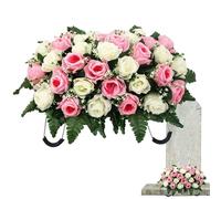 FVPKYUR Fleurs De Selle De Cimetière, 50x30cm Fleurs De Cimetières, Fleurss De Selle De Cimetières, Fleurss Tombales pour Pierres Tombales, Décorations De Cimetière en Rose en Soie Artificielle