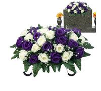 FVPKYUR Fleurs De Selle De Cimetière, 50x30cm Fleurs De Cimetières, Fleurss De Selle De Cimetières, Fleurss Tombales pour Pierres Tombales, Décorations De Cimetière en Rose en Soie Artificielle