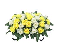 FVPKYUR Fleurs De Selle De Cimetière, 50x30cm Fleurs De Cimetières, Fleurss De Selle De Cimetières, Fleurss Tombales pour Pierres Tombales, Décorations De Cimetière en Rose en Soie Artificielle