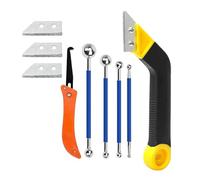FVPKYUR Outil D'Enlèvement De Joint | Kit de Finition pour Mastic,Avec 3 Lames De Rechange Pour Raclette À Joint - pour Cuisine Salle de Bain Douche Sol Mur Rénovation Nettoyage et Pose de