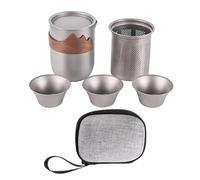 FVPKYUR Service À Thé En Titane | Kit Théière Camping | Théière À Double Paroi,Pour Randonneurs Campeurs Pique-Nique Plage Jardin Arrière-Cour Parc Pêche Concert Extérieur Terrasse Maison Bureau