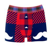 FVQL Boxer lavable en machine pour homme, mélange de polyester et d'élasthanne, motif écossais et moustache, Couleur 8647, M