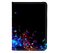 FVQL Étui à passeport en similicuir pour cartes 10,2 x 14,9 cm, motif abstrait note de musique, Multicolore 3154, 10x14cm/4x5.5 in