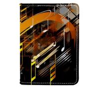 FVQL Étui à passeport en similicuir pour cartes 10 x 14 cm, motif abstrait et notes de musique, Multicolore 3069, 10x14cm/4x5.5 in
