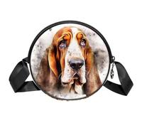 FVQL Sac à bandoulière rond pour voyage, petit sac à main pour femme, chien basset hound, Couleur 3281, 7 Inches