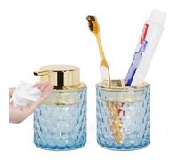 Fvstar Ensemble d'accessoires de salle de bain en verre épais, support doré pour brosse à dents et dentifrice, distributeur de savon moussant et support de brosse à dents, joli organisateur de