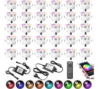FVTLED Lot de 30 Wifi RGBWW(RGB+Blanc Chaud) Spot Encastrable Exterieur Dimmable Spot led Extérieur Encastrable Fonctionne avec Alexa, téléphone intelligent Ø31mm 0.6W IP67
