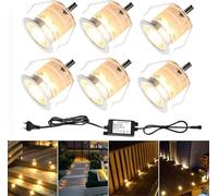 FVTLED Lot de 6 Spot LED Encastrable Exterieur pour Terrasse Bois, Etanche IP67,Spot Led Extérieur Encastrable, 0.6W DC12V, Spots LED Encastrable pour Chemin d'escalier Plafond,Blanc chaud