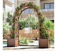 FVTVHEV Arche de Jardin en Bois Massif Treillis à Rosiers Comprend Deux jardinières Treillis Plante grimpante Bois Facile à Assembler Convient pour Une Utilisation en extérieur(280cm)