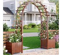FVTVHEV Arche de Jardin en Bois Massif Treillis à Rosiers Comprend Deux jardinières Treillis Plante grimpante Bois Facile à Assembler Décoratif pour Les pelouses de Patio(160cm (with Planter))