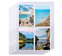 FWEEK 120 Pochettes Plastique A4 Perforées, Pochette Transparente A4 4 Cases pour Photos/Cartes Postales (10.5x15.2cm), Protège Document A4, Classeur Photo, Pochette Classeur