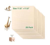 FWEEK 20 Pcs Plaques de Bois 300x300mm, Planche Bois Brut en Contreplaqué de Peuplier, Feuilles de Bois de Bricolage pour Gravure Laser et Pyrogravure, Bois de Loisirs Créatifs pour Modélisme