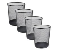 FWEEK 4 Corbeilles à Papier Noires en Métal Maille Aérée, 9 L pour Bureau | Poubelles ouvertes pour chambre, salle de uisine, salle de bain et bureau