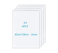 FWEEK 4 Pièces Plaque Acrylique A3, 42x29cm Plaque Acrylique Transparente en Plastique A3 2mm d'épaisseur, Plaque Plastique Transparente pour Décoration, Exposition, Cadre Photo, Peinture