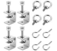 FWEEK 4 Serre-Joints C 30mm Inox, Mini Serre-Joint en Acier Inoxydable 304, Serre-Joint Petit pour Travail du Bois et Soudure, M8 avec Crochet et Vis à Anneau, Grande Ouverture 0-25mm