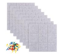 FWEEK Lot de 8 grands tableaux d'affichage en feutre - 30 x 30 cm - Autocollant avec 50 punaises - Tableau mémo - Décoration murale pour photo, décoration de la maison et du bureau - Gris