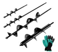 FWEEK Tarière pour Perceuse Électrique, 4 Pièces Mèche Tarière pour Perceuse et Tarière Thermique, Foret Plante en Acier avec 4 Tailles (4x22CM/4x42CM/8x30CM/6.6x42CM) pour Jardinage et Plantation