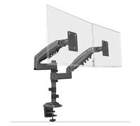 FWFDTQBSP Support de table for deux écrans H180 à ressort gaz, mouvement complet, support TV LCD 17" - 27", serrage double bras, charge 2 9 kg chacun(Matte Charcoal)