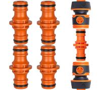 FWHFNB 4 Pièces Double Connecteur de Tuyaux Mâles,Raccords pour Tuyau d'arrosage 1/2",Double Mâle Connecteur Accoupleur,pour Rejoignez Le Tube de Tuyaux de Jardin (4, Orange)