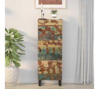 FWIKDUN Armoire d'appoint industrielle avec pieds en fer et meuble haut avec trois portes en bois de manguier massif - Meuble de rangement et buffet avec support mural contre