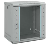 FWIKDUN Armoire réseau murale en acier gris 53 x 45 x 60 cm avec stockage, verre de sécurité trempé et design industriel