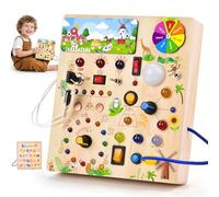 Fwiull Busy Board Jouet Montessori 1 an,Jouet Enfant en Bois à Partir de 2 Ans,Planche Busy Board Montessori pour Les 1 2 3 Ans,Activity Board avec 29 LED Jouets Sensoriel Parcours Motricité bébé
