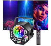 Fwiull Lampe de Scène, 75 Divers Effets Lumineux Lumière Disco, Boule Disco avec Stroboscope et Télécommande, Lumière DJ Contrôle de la Musique, Lumiere Soirée pour Halloween, Noël, Club, 2M Cable