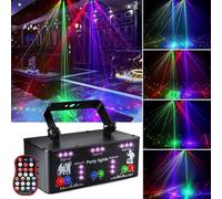 Fwiull Lampes Fête Professionnelles, 21 Lentilles Lumiere Soirée, DMX 512 d'Effets Lumière, Lumière Disco RGB UV à Commande Vocale, Lampe de Scène Télécommande Halloween, Fête, Noël YSH-503 Noir