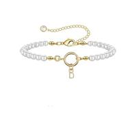 FWJUNHUYC Bracelet en perles d'imitation avec pendentif en forme de lettre anglaise - Style simple - Ornement à la main, Cuivre, Calcédoine