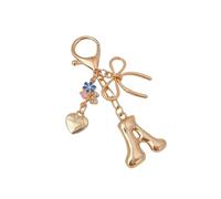 FWJUNHUYC Porte-clés en forme de papillon avec lettre d'amour, sac en métal avec accessoires de suspension, Style d'amour des fleurs, W