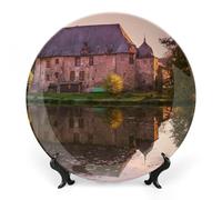 FWJZDSP Assiette décorative murale en céramique avec support, 15 cm, style moderne et ancien, idéale pour décorer un château ou un dessert. Parfaite pour la maison, le bureau, la cuisine ou la table.
