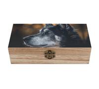 FWJZDSP Boîte de rangement « Portrait d'un vieux chien » - Grande boîte à bijoux en bois avec couvercle à charnière et fermoir - Bac de rangement en bois - Boîte à souvenirs - Organisateur de bureau