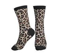 FWJZDSP Chaussettes mi-hautes à imprimé léopard pour femmes et hommes, idéales pour la course à pied, le sport, la gym et la randonnée