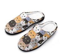 FWJZDSP Chaussons d'intérieur confortables en mousse à mémoire de forme pour homme, style écossais, avec motif lion, en coton léger, pour l'intérieur et l'extérieur.