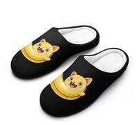 FWJZDSP Chaussons en coton pour homme Happy Banana Cat, chaussures de maison à bout fermé, pantoufles légères et antidérapantes pour l'intérieur et l'extérieur