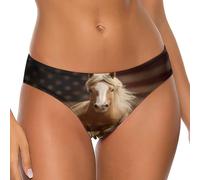 FWJZDSP Culotte Bikini Extensible Douce et Respirante à Motif Cheval au Galop et Drapeau américain pour Femme