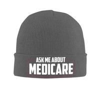 FWJZDSP Demandez-Moi des informations sur Medicare Bonnet Cadeaux Bonnet Homme d'hiver Chaud Femme Bonnet tricoté Bonnet Slouchy Bonnet tricoté Noir