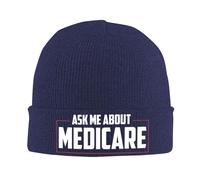 FWJZDSP Demandez-Moi des informations sur Medicare Bonnet Cadeaux Bonnet Homme d'hiver Chaud Femme Bonnet tricoté Bonnet Slouchy Bonnet tricoté Noir