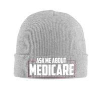 FWJZDSP Demandez-Moi des informations sur Medicare Bonnet Cadeaux Bonnet Homme d'hiver Chaud Femme Bonnet tricoté Bonnet Slouchy Bonnet tricoté Noir