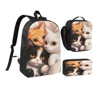 FWJZDSP Ensemble sac à dos portable pour chat avec boîte à lunch et étui pour pique-nique/sortie unisexe
