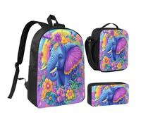FWJZDSP Ensemble sac à dos pratique éléphant avec boîte à lunch et étui pour les trajets sportifs