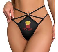 FWJZDSP Fry Day drôle Frites Jeu de Mots Femmes Sexy String Belle Taille Haute Culotte Tongs T Dos sous-vêtements