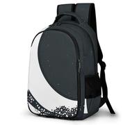 FWJZDSP Grand sac à dos imperméable pour ordinateur portable, motif croissant de lune sur fond noir, grand sac à dos imperméable pour ordinateur portable, motif croissant de lune sur fond noir