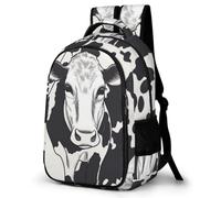FWJZDSP Grand sac à dos pour ordinateur portable, imperméable et réglable, motif vache noire et blanche, sac de voyage respirant et extensible pour homme et femme, sac à dos portable avec poche