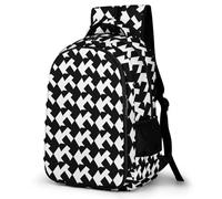 FWJZDSP Grand sac à dos pour ordinateur portable, imperméable, réglable, respirant et extensible, motif pied-de-poule, noir, avec poche