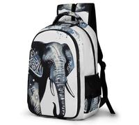 FWJZDSP Grand sac à dos pour ordinateur portable, imperméable, réglable, respirant et extensible, pour homme et femme, motif éléphant, bleu et noir