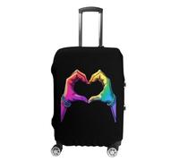 FWJZDSP Housse de Protection pour Valise avec Motif cœur et Mains Arc-en-Ciel, imprimée, Lavable, Anti-Rayures, Taille XL