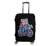 FWJZDSP Housse de Protection pour Valise de Voyage, Motif Ours sur Moto, imprimée, Lavable, Anti-Rayures, Taille L