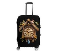 FWJZDSP Housse de Valise en Bois avec Horloge à Coucou, Mignonne et Artisanale, pour Valise à roulettes. Protection pour Bagages de Voyage.